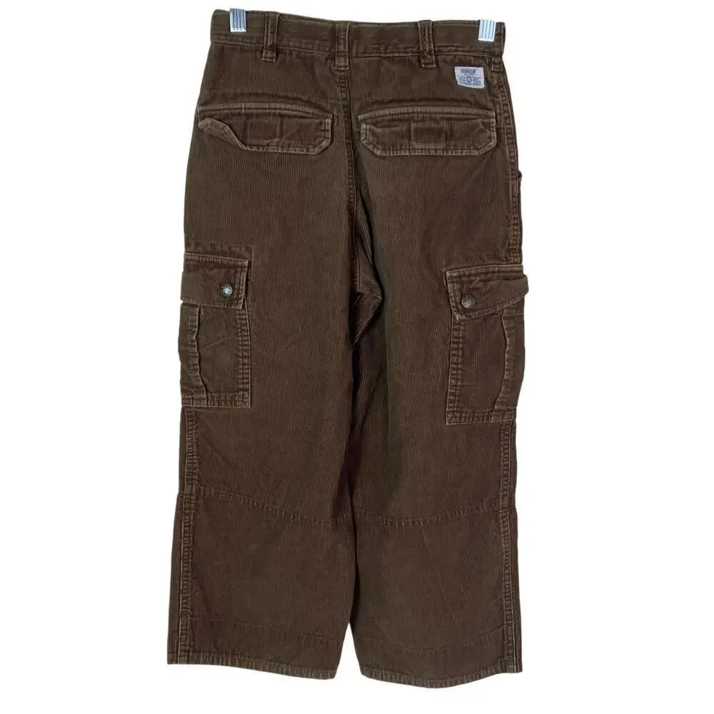 Oshkosh B'Gosh Boys Sz 7X Wide Leg Corduroy Cargo Pants Brown Casual